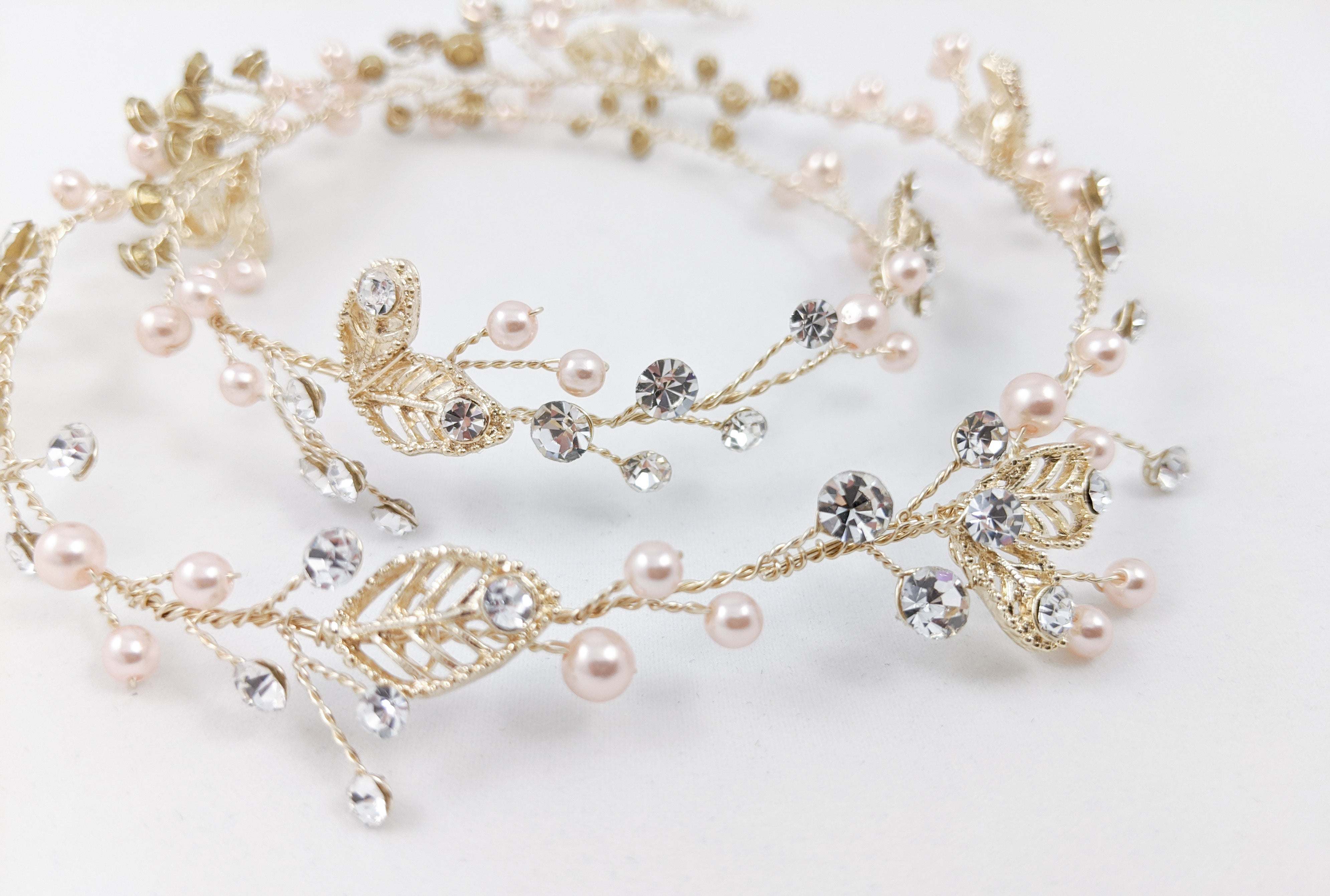 ivory knot-wedding accessories-bridal hair vines-petra-pearls