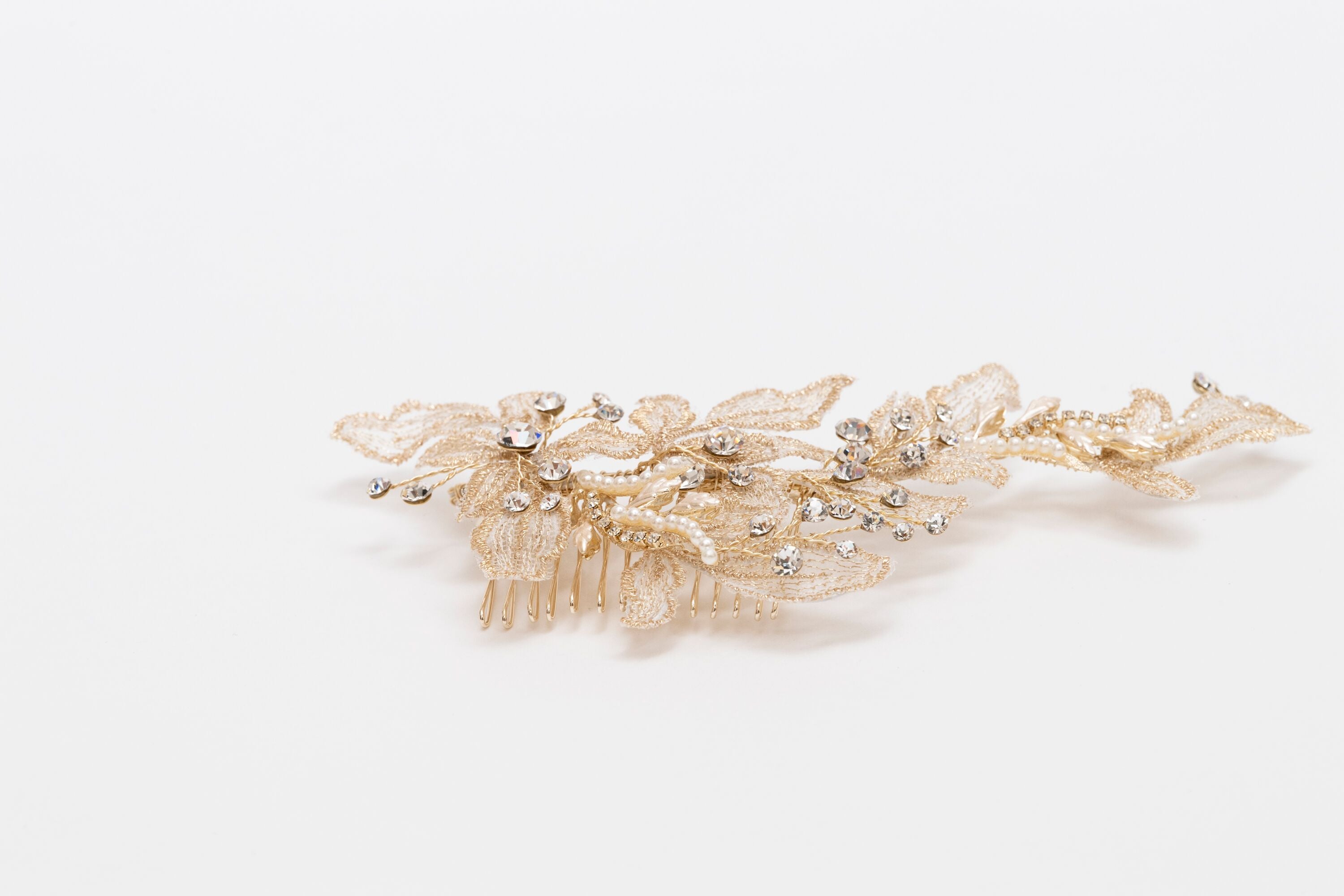 ivory knot-wedding hair combs-coco-gold