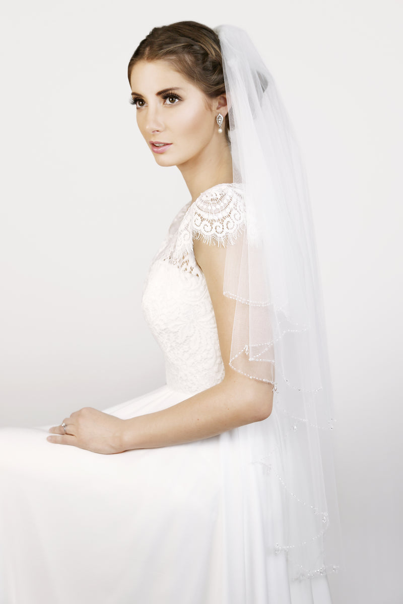 ivory knot-bridal accessories-wedding hair veil-sana two tier