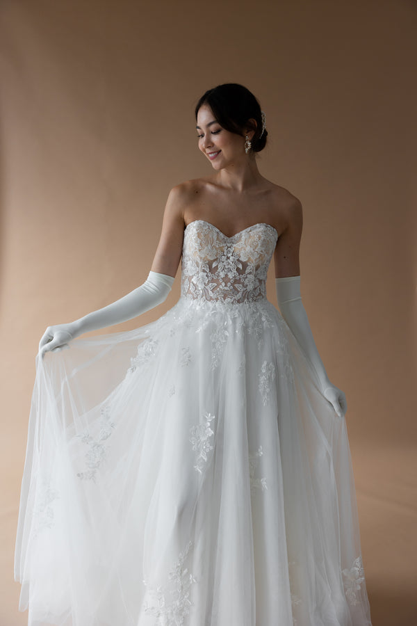 Marissa Satin Gloves - Ivory