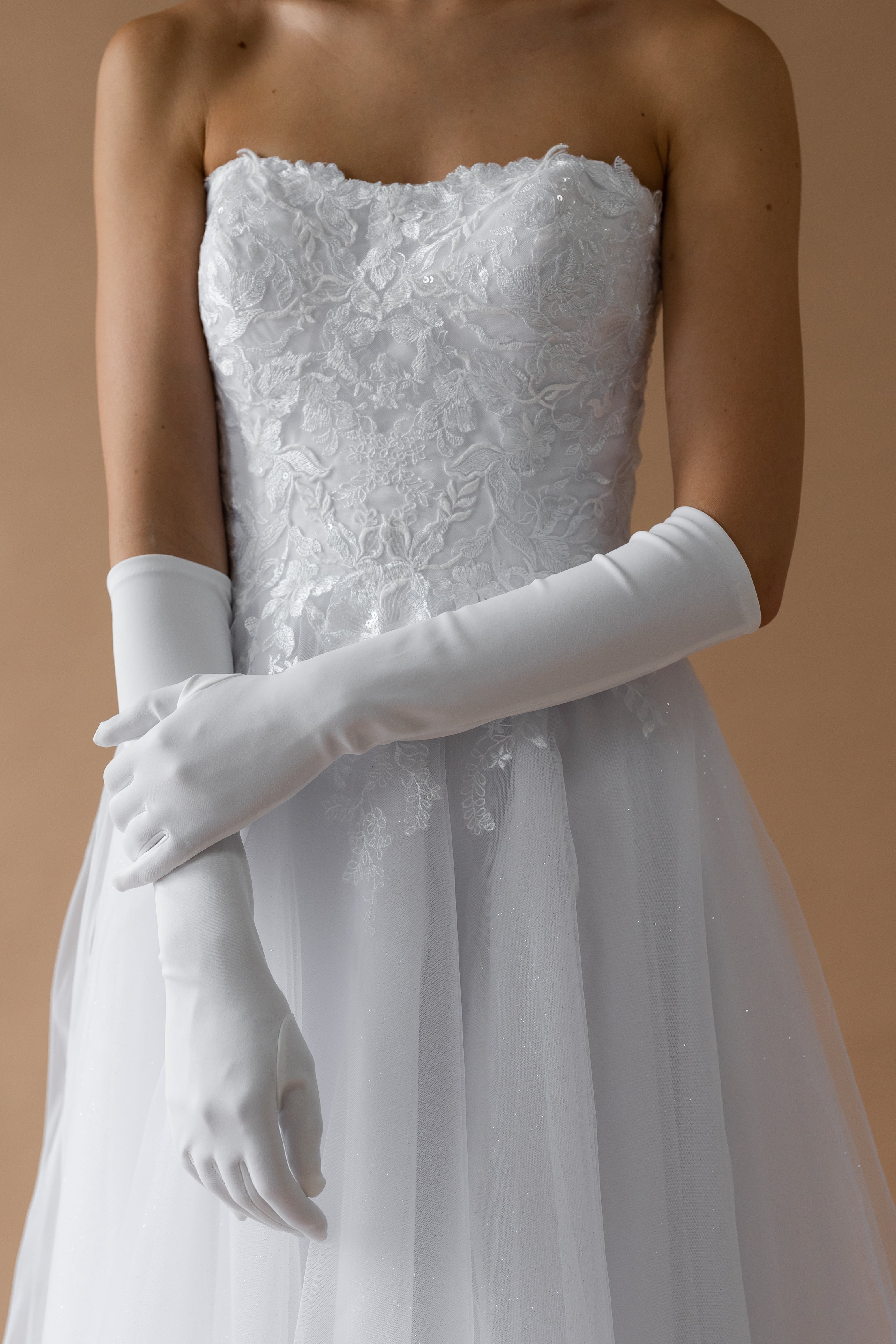 Marissa Satin Gloves - White