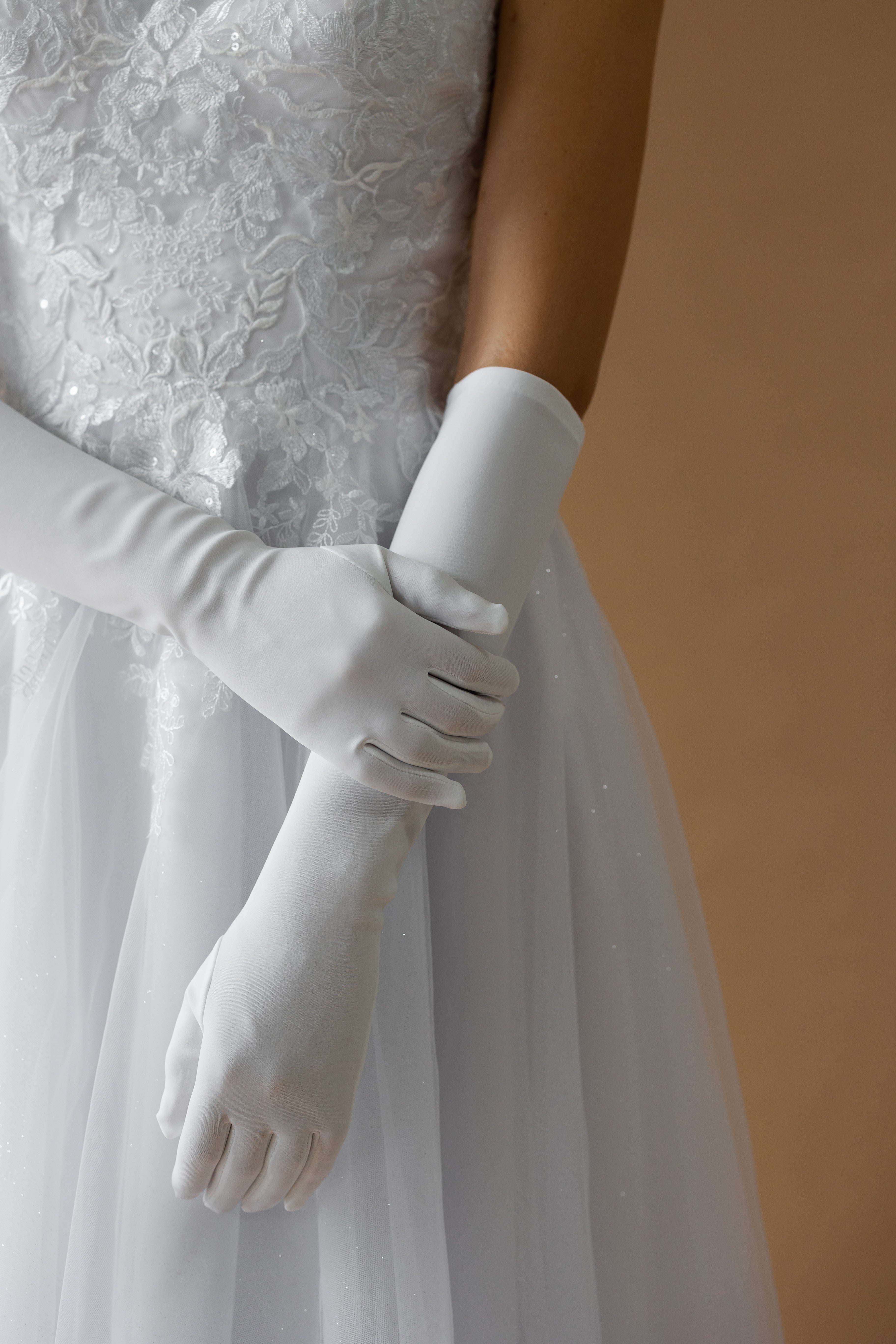 Marissa Satin Gloves - White