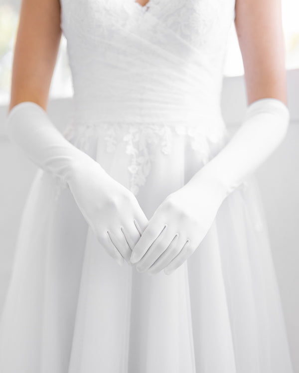 Marissa Satin Gloves - White