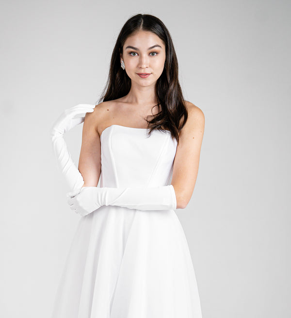 Marissa Satin Gloves - White