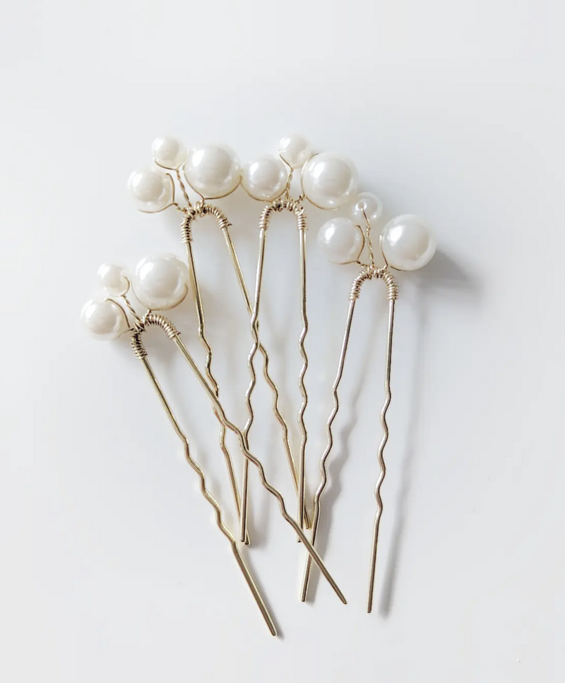 Lara Pearl Hair Pins Ivory Knot Bridal Accessories