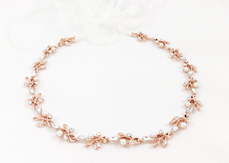 ivory knot-wedding hair accessories-bridal headband-belt-tara-rose gold