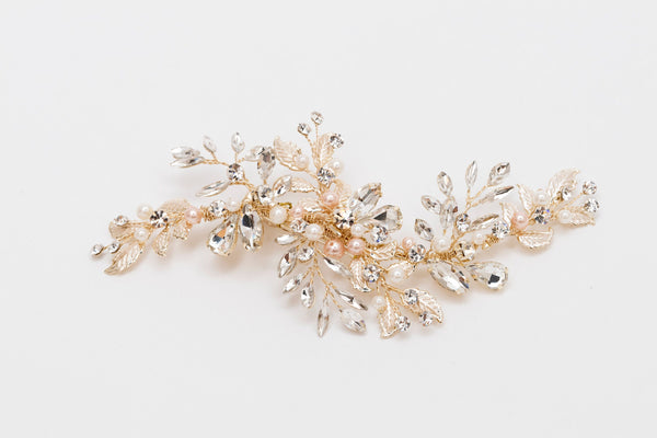 ivory knot-bridal hair clip-aurora gold wedding clip