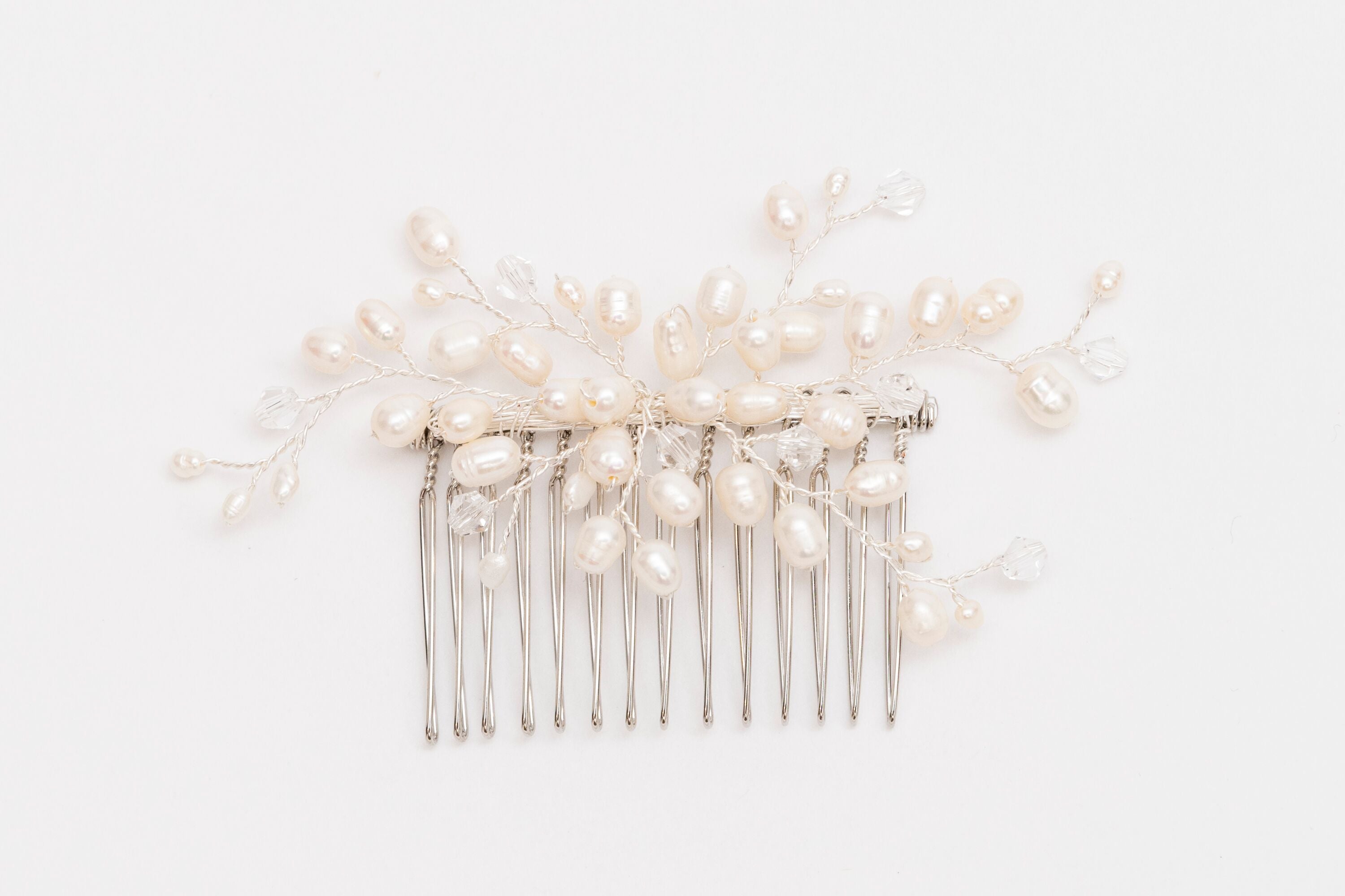 ivory knot-wedding hair comb-benita-pearl