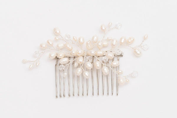 ivory knot-wedding hair comb-benita-pearl