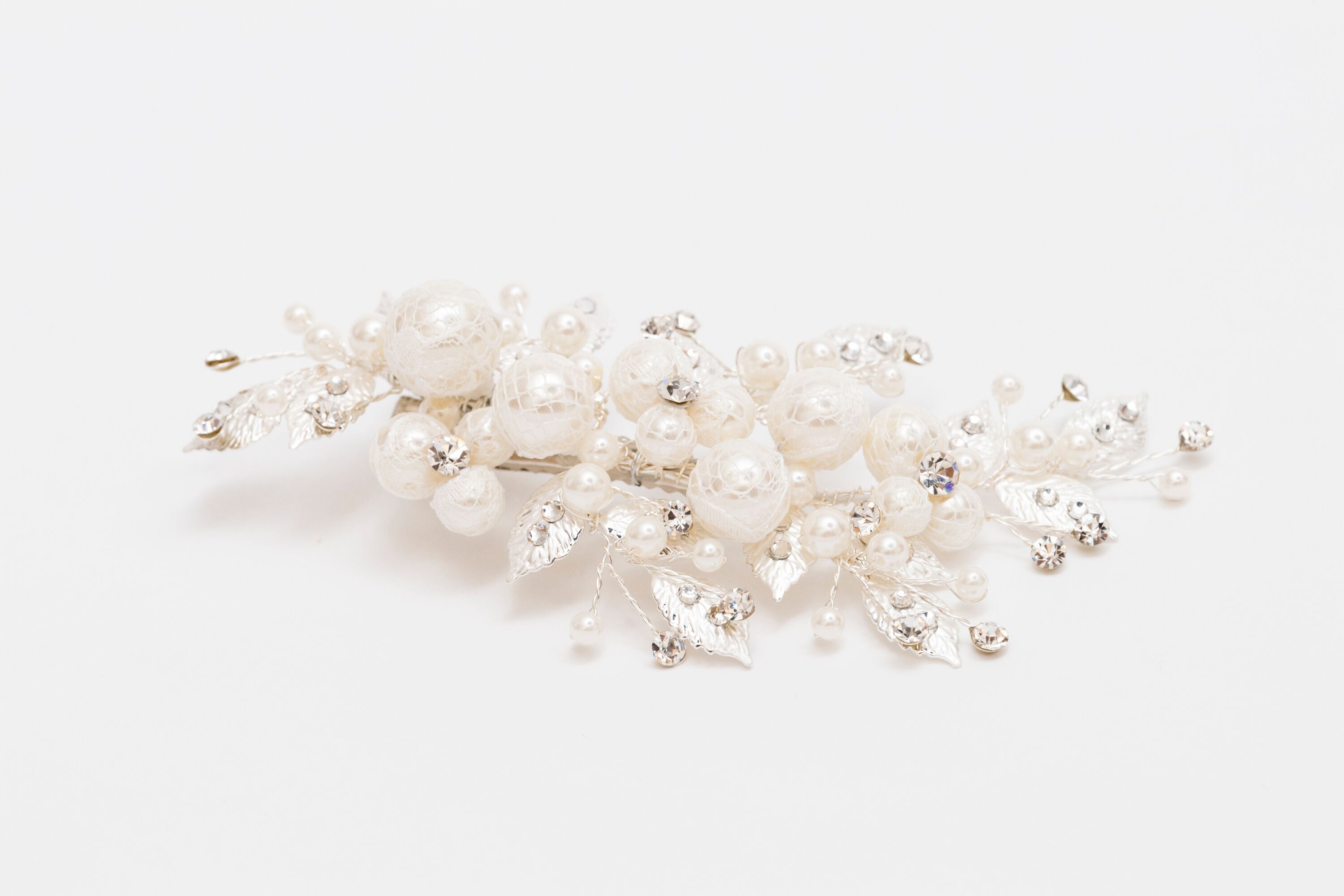 ivory knot-wedding hair clips-pearl bridal accessories-vera