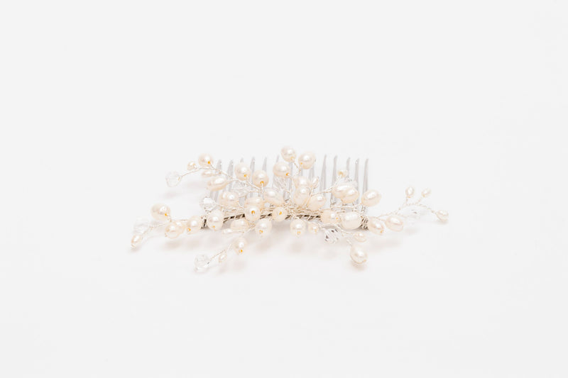 ivory knot-wedding hair comb-benita-pearl