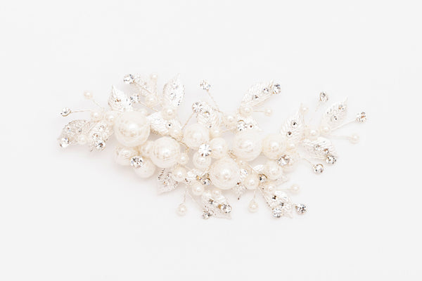 ivory knot-wedding hair clips-pearl bridal accessories-vera