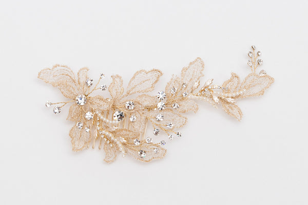 ivory knot-wedding hair combs-coco-gold