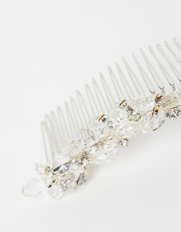 ivory knot-bridal accessories-wedding hair comb-samantha-silver